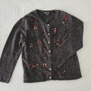 Vintage Designers Originals Studio Sweater Cardigan with Floral Embroidery